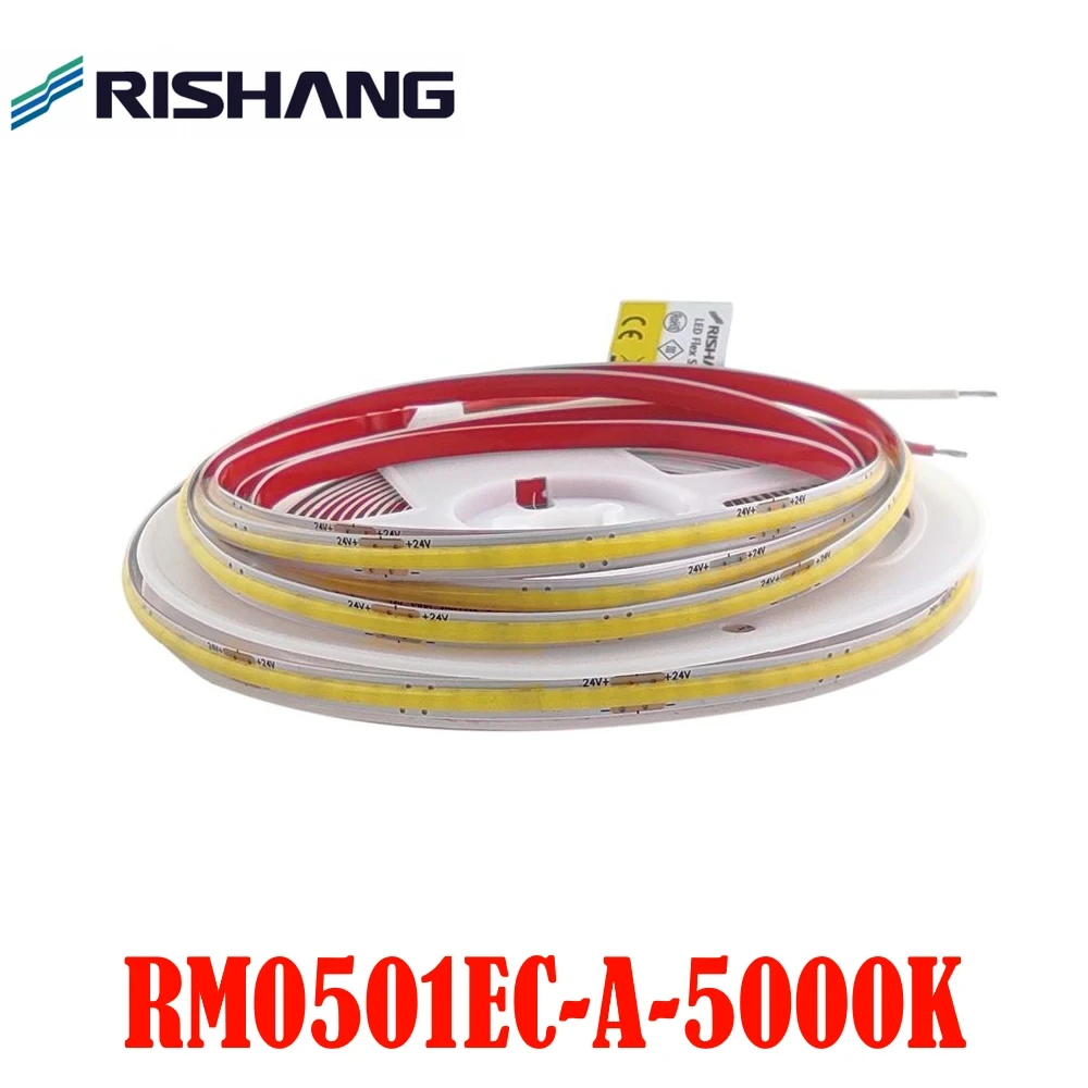 Світлодіодна стрічка RISHANG RM0501EC-A-5000K, COB, 24V, 320 led/m, 6W, 475Lm, IP20, 6500K, CRI90, фото 1
