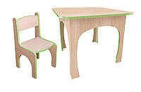 Комплект (стіл + стілець) дитячий Мульти (плюс) МАКСІ МЕБЕЛЬ Дуб молочний (зелена крайка) (5102151)