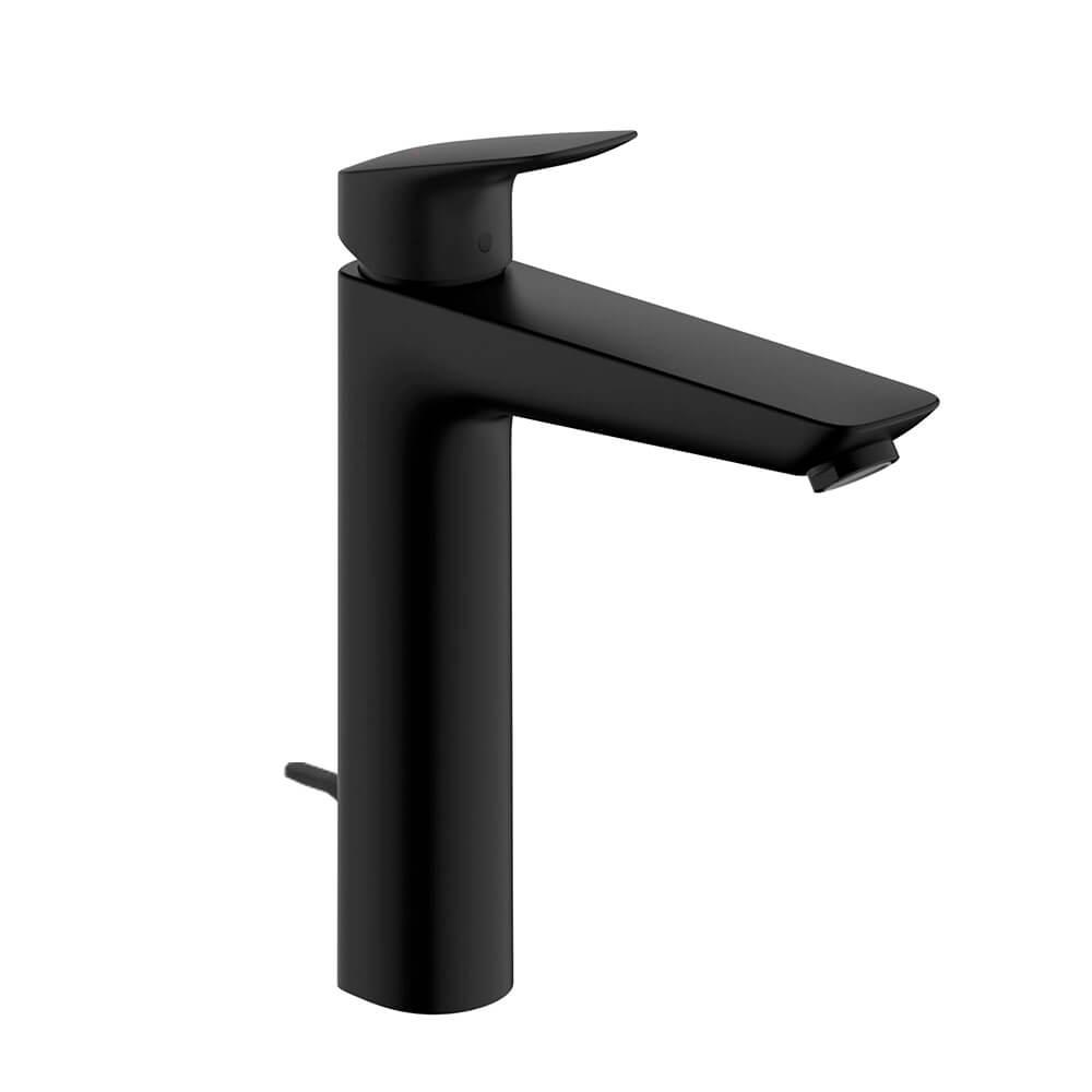 Змішувач для раковини Hansgrohe Logis 190 зі зливним гарнітуром, чорний мат (71090670), фото 1