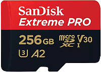 SanDisk Карта памяти microSD 256GB C10 UHS-I U3 R200/W140MB/s Extreme Pro V30 + SD Покупай это Galopom