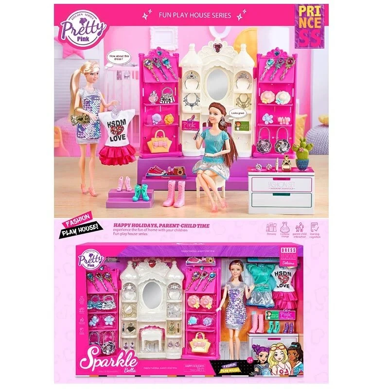 Ігровий набір гардероб Sparkle Bella (з меблями, лялька 30 см, прикраси, одяг, взуття) 7025, фото 1