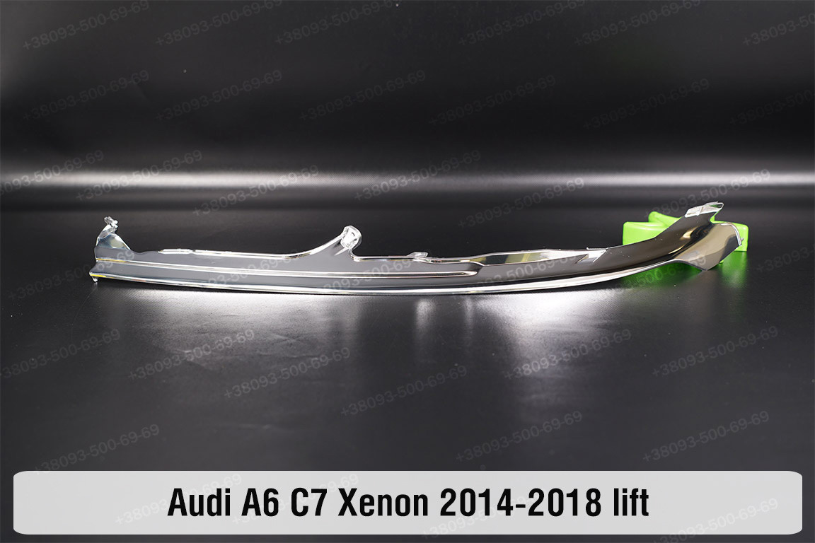 Хромована декоративна маска верхня Audi A6 C7 Xenon (2014-2018) рест ліва, фото 1