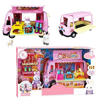 Ляльковий автобус Yasini (флоксові фігурки, муляжі їжі, улюбленець, у коробці) 6623