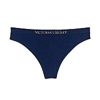 Стринги из микрофибры с лого, синие Victoria's Secret Seamless Thong Panty Оригинал