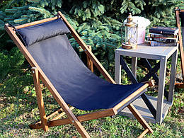 Розкладне дерев'яне крісло шезлонг із тканиною, для дачі, пляжу або кафе.Крісла садові терасні дерев'яні.