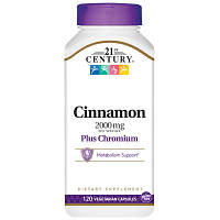 Натуральная добавка 21st Century Cinnamon Plus Chromium 2000 mg, 120 вегакапсул MS