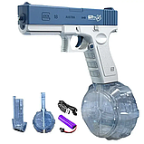 Водяний пістолет електричний акумуляторний Water Gun Glock Синій, фото 4