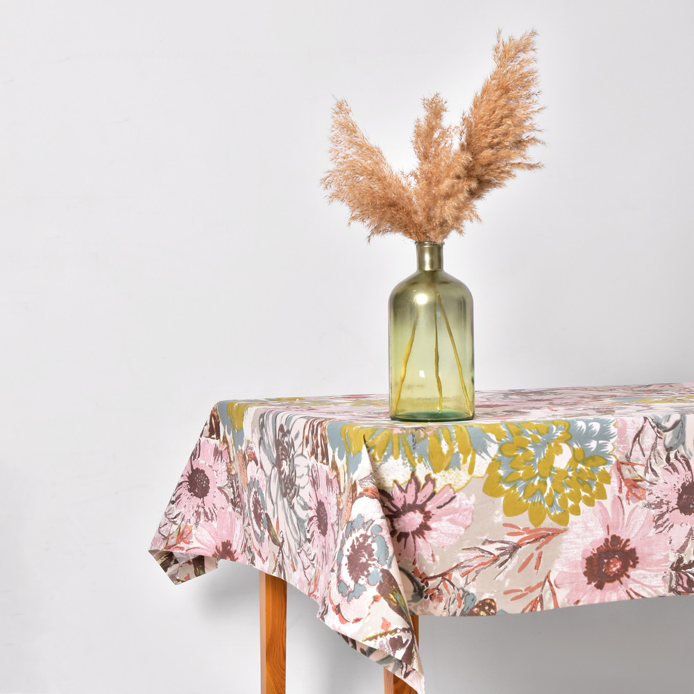 Скатертина 140х170 см з пляма і водовідштовхувальним просоченням IDEIA бавовна акварель пудра, фото 1