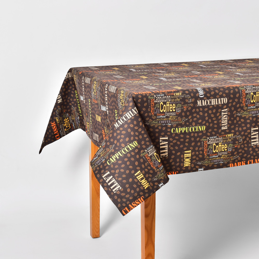 Скатертина 140х170 см з пляма і водовідштовхувальним просоченням IDEIA бавовна кава, фото 1