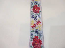 Тасьма декоративна з українським орнаментом жакардова Квіти 3 див.