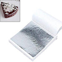 Сусальное серебро пищевое, лист 8х8см 100шт, поталь для декора ASN