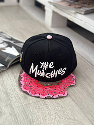 Кепка снепбек (Snapback)  Пончик  The mun chies Чорний з рожевим  56-61р (9052)