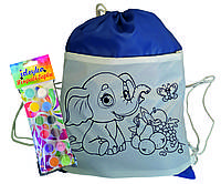 Раскраска "Слонёнок" сумка мешок / тревожный чемодан / рюкзак спортивный Синий