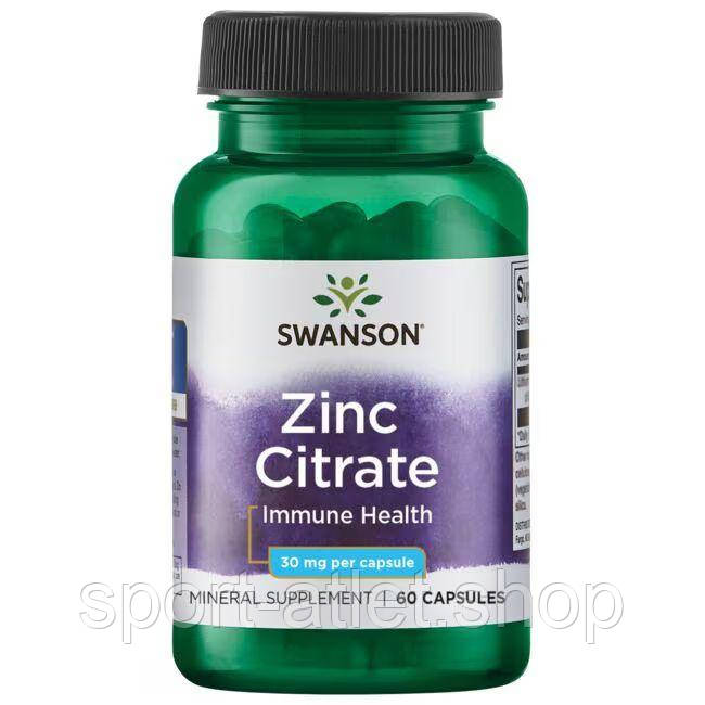 Вітаміни та мінерали Swanson Zinc Citrate 30 mg, 60 капсул