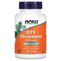 Витамины и минералы NOW GTF Chromium 200 mcg, 250 таблеток MS