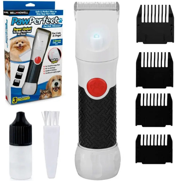 Бездротова машинка для стрижки тварин PAW PERFECT 4 насадки