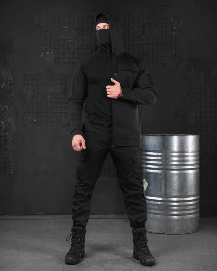 Тактичний костюм Poseidon 3в1 black, чорний тактичний костюм для поліції з убаксом, весняна чорна форма
