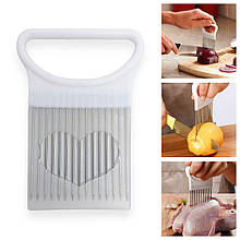 Тримач для нарізання слайсами цибулі та інших овочів з фруктами в чохлі білий