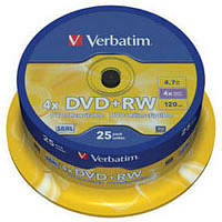 Оригінал! Диск DVD Verbatim 4.7Gb 4x CakeBox 25 шт silver (43489) | T2TV.com.ua