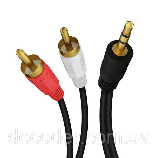 Аудіокабель 2 RCA тюльпани на 3.5 мм мініджек (2 RCA to 3.5 mm, 1.5m )