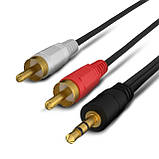 Аудіокабель 2 RCA тюльпани на 3.5 мм мініджек (2 RCA to 3.5 mm, 1.5m ), фото 3