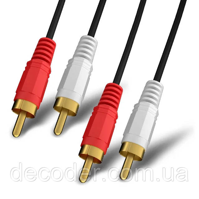 Аудіо кабель 2 RCA тюльпани на 2 RCA (2 RCA to 2 RCA, 1.5m )