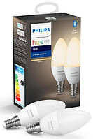 Philips Hue Лампа умная E14, 5.5W(40Вт), 2700K, White, ZigBee, Bluetooth, диммирование, 2шт Покупай это