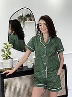 Женская пижама с шортиками на пуговицах с сатина cosy размер s, m, l