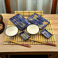 Японская посуда для суши и роллов из керамики 12 предметов на 2 персоны