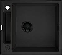 Deante Мойка кухонная Magnetic, гранит, квадрат, без крыла, 560х500х219мм, чаша - 1, накладная, черный матовый