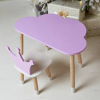 Детский столик тучка и стульчик коронка фиолетовый. Столик для игр, уроков, еды 5817