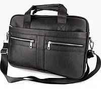 Мужская кожаная сумка-портфель деловой стиль SK N4527 черная