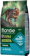 Monge BWild Cat GRAIN FREE TONNO CON PISELLI Sterilised тунец-1,5кг
