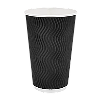 Стакан бумажный одноразовый 430 мл (уп-20 шт), Ripple гофрированый стаканчик для горячих напитков, кофе, чая