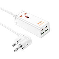 Сетевой удлинитель с usb HOCO AC10A Barry PD65W GaN Удлинитель с usb разъемами White GBB