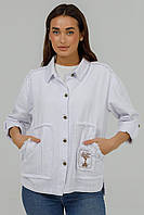 Женская джинсовая куртка жакет белый M-4XL