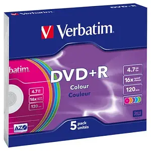 Диск Verbatim AZO Colour 4.7GB 16x 5pcs/slim (43556)