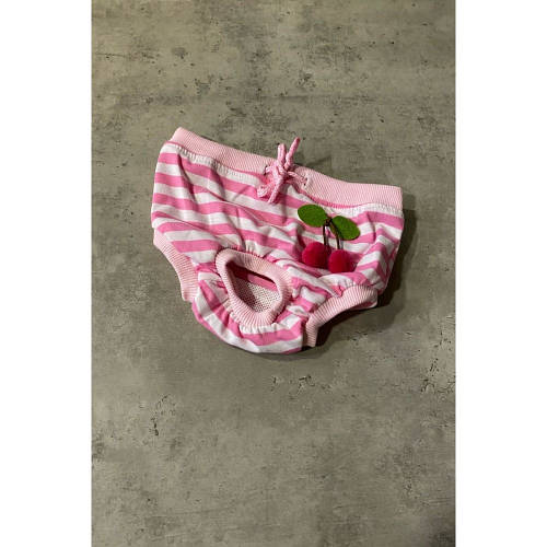 Трусы для собак украшены Вишенками на веревочках, полосатые, розовые ...