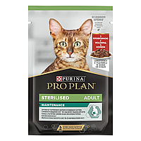 Purina Pro PlanSterilised для стерилизованных кошек кусочки с говядиной в подливке - 85 г