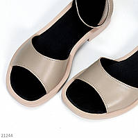 36 39 р. Женские удобные босоножки сандалии с закрытой пяткой, цвет бежевый, натуральная кожа