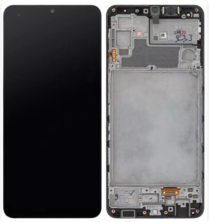 Дисплей (екран) для Samsung M325F Galaxy M32 + тачскрин, чорний, OLED, із широкою рамкою, з передньою панеллю