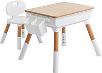 Дитячий комплект у скандинавському стилі Urbankit стіл і стілець Білий/коричневий