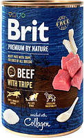 Влажный корм Brit Premium by Nature с говядиной и рубцом для собак - 400 г