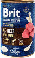 Влажный корм Brit Premium by Nature с говядиной и рубцом для собак - 800 г