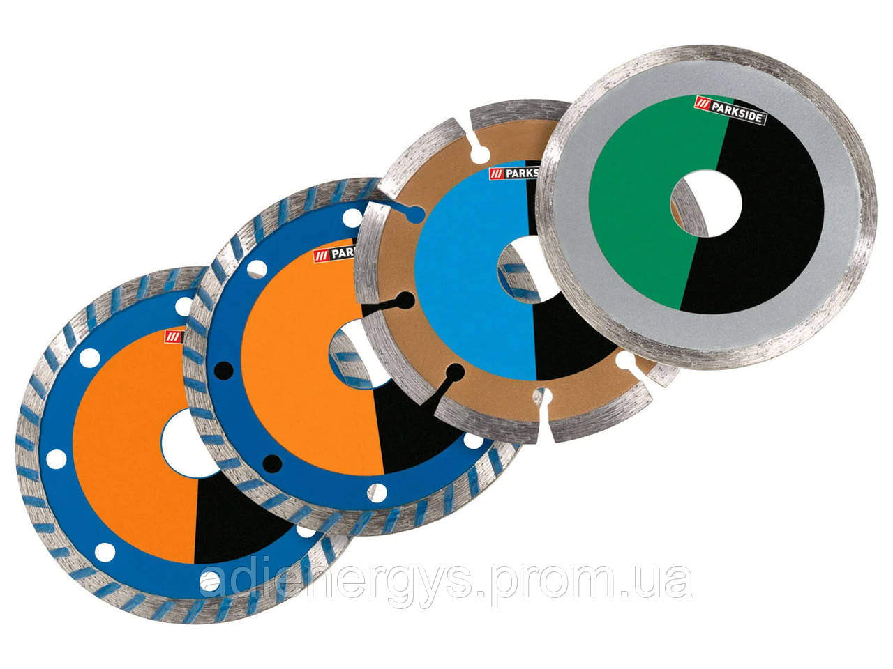Набір алмазних дисків Parkside 4шт., ø110-125мм для болгарок кутових шліфувальних машин, Німеччина