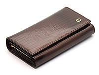 Коричневий лаковий багатофункціональний гаманець з натуральної шкіри ST Leather S8001A