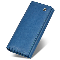 Голубой классический кошелек из натуральной кожи с монетницей на защелке ST Leather ST150