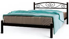 Ліжко з буковими ламелями з металу Вероніка Метал-Дизайн Чорний оксамит