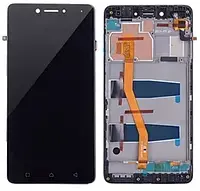 Дисплей для Lenovo K6 Note (5D68C06715) модуль (экран и сенсор) с рамкой, сервисный оригинал, Черный