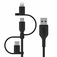 Belkin Кабель USB-A > Lightning/USB-C/microUSB зарядки/синхронизации, 1м, черный Покупай это Galopom